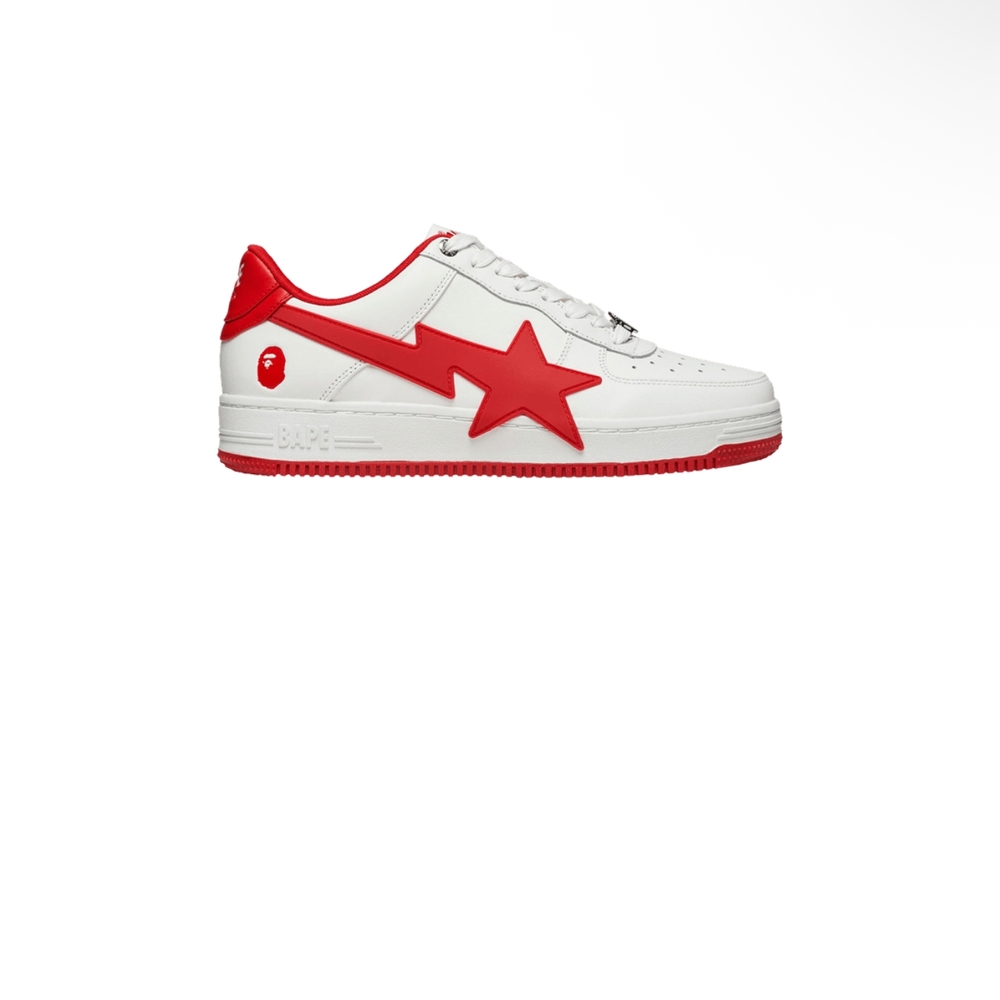Bape White and Red Sneakers